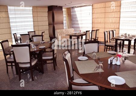 A restaurant of an Indian hotel or Hotel Restaurant, Dining, Cafe, Lunch... Isolated Stock Photo
