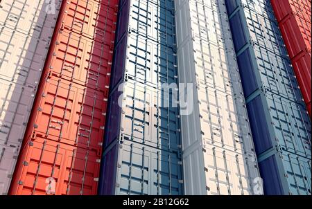 Stacked shipping Containers background - 3D Rendering Stock Photo - Alamy