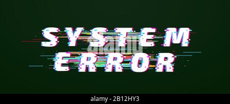 Glitch font. System error digital distorted glitched text vector Stock Vector
