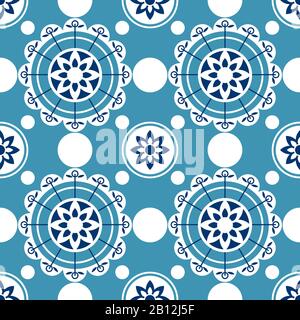 Portugal seamless pattern. Vintage mediterranean ceramic tile texture. Geometric tiles pattern Stock Vector