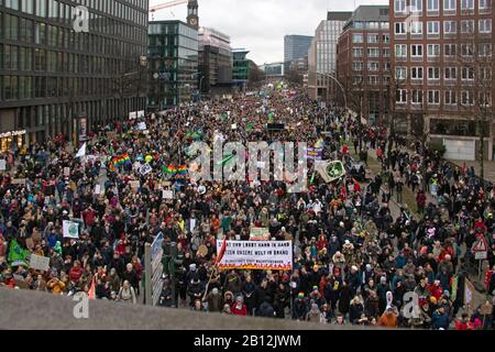 Fridays For Future demonstration in Hamburg, Germany, on February, 21, 2020 Stock Photo