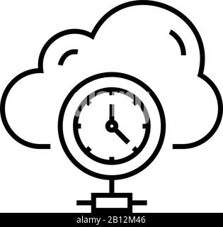 Cloud connection time line icon, concept sign, outline vector illustration, linear symbol. Stock Vector