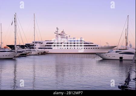 Luxury Yacht LADY MOURA,marina,Palma de Mallorca,Majorca,Balearic Islands,Spain,Europe Stock Photo