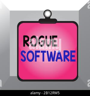 Conceptual hand writing showing Rogue Software. Concept meaning type of malware that poses as antimalware software Clipboard colorful background clip Stock Photo