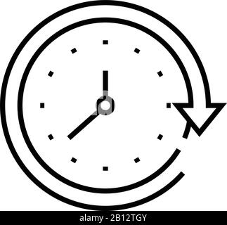 Clock rotation line icon, concept sign, outline vector illustration, linear symbol. Stock Vector
