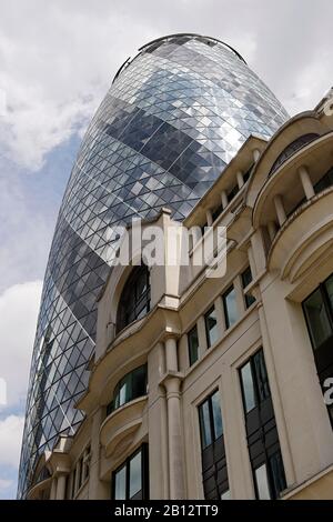 Architecture,Swiss Re Tower,The Gherkin Tower,City of London,London,England,United Kingdom,Europe,London,England,United Kingdom,Europe Stock Photo