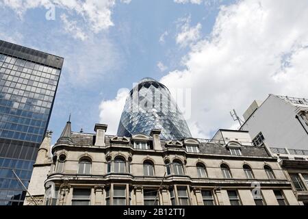 Architecture,Swiss Re Tower,The Gherkin Tower,City of London,London,England,United Kingdom,Europe,London,England,United Kingdom,Europe Stock Photo