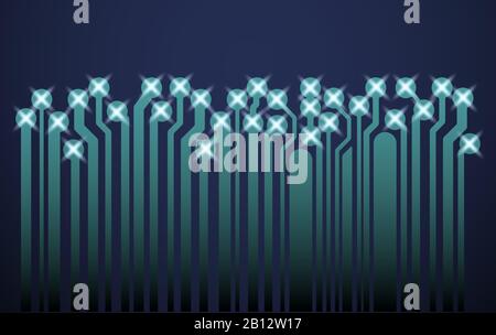 Abstract circuit board pcb vector background with shine Stock Vector