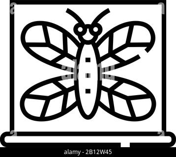 Bug research line icon, concept sign, outline vector illustration, linear symbol. Stock Vector