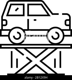 Car diagnostics line icon, concept sign, outline vector illustration, linear symbol. Stock Vector