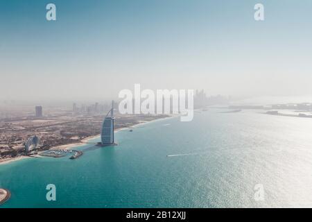 Coast with Burj Al Arab,Dubai Marina and Palm Island,Dubai,UAE Stock Photo