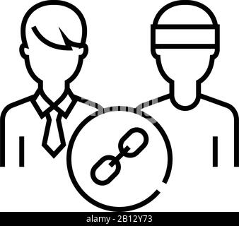 Catching spy line icon, concept sign, outline vector illustration, linear symbol. Stock Vector