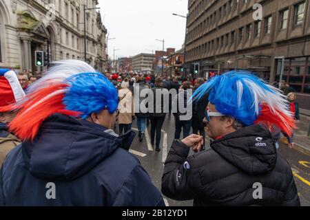 Principality Stadium, Cardiff, Wales, UK. 22nd Feb, 2020. Six Nations Rugby, France and Wales fans before todays Six Nations clash where France are still chasing the Grand Slam. Credit: Haydn Denman/Alamy Live News Stock Photo