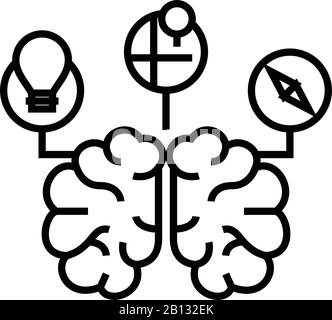 Brain storm line icon, concept sign, outline vector illustration, linear symbol. Stock Vector