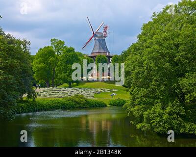 Mill at the ramparts in the Hanseatic city of Bremen,Bremen,Germany Stock Photo