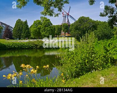 Mill at the ramparts in the Hanseatic city of Bremen,Bremen,Germany Stock Photo