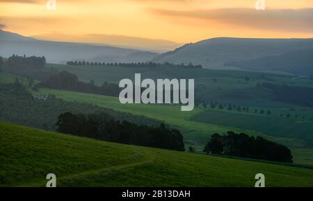 The fields and hills of Midlands Meander,Kwazulu Natal,South Africa Stock Photo