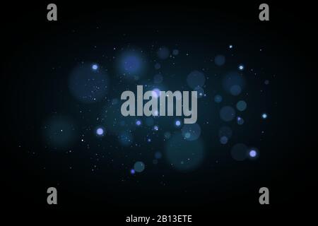 Lights bokeh on a black background. Glares with flying glowing particles. Ligh effect. Vector illustration. EPS 10 Stock Vector