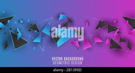 Geometric design background. Purple and blue triangles and circles. Abstract polygonal shapes. Template for your project. Vector illustration. EPS 10 Stock Vector