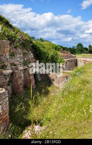 Part of the brick ruins of Basing House, Hampshire Stock Photo