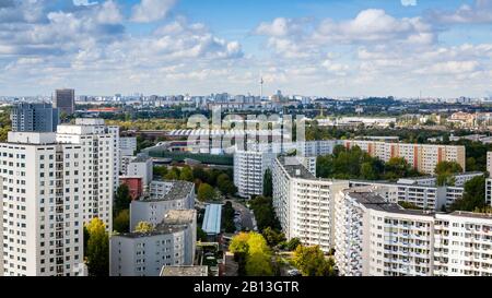 View from the Skywalk Marzahn Promenade towards the city center,Marzahn,Berlin,Germany Stock Photo