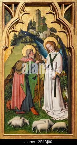 The Annunciation to Joachim. c. 1445. Painting on fir. By the Master of the Lichtenstein Castle. Stock Photo