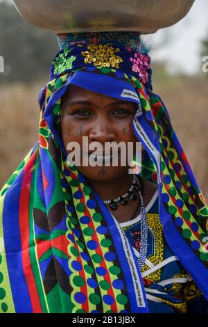 Fulani tribe woman of northern Benin,Africa Stock Photo