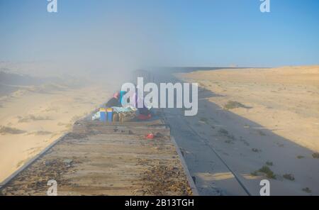 The longest train in the world running from Zerouat to Nouadibhu,Mauritania, Stock Photo