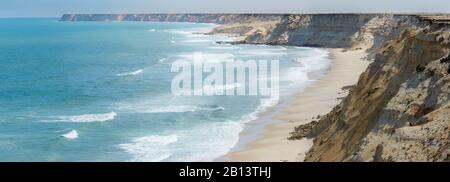 When the Sahara meets the Atlantic Ocean. Western Sahara Stock Photo