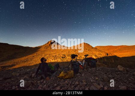 Cycling in the High Atlas,Morocco Stock Photo