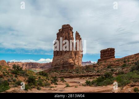 Courthouse Towers,Tower of Babel,The Organ,Arches National Park,Utah,USA Stock Photo