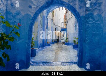 Streets and alleys of the Medina of Chefchaouen,Morocco Stock Photo