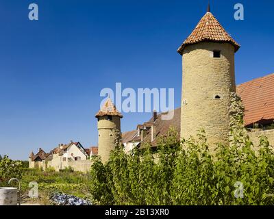 Southern city wall of Mainbernheim,Lower Franconia,Bavaria,Germany Stock Photo