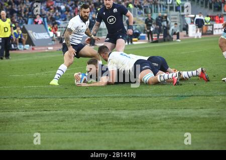 Rome, Italy. 22nd Feb, 2020. Adam Hastings during the match between Italy and Scotland at Stadio Olimpico of Rome. Scotland beat Italy 17-0 for the third game of Guinnes Six Nation 2020. (Photo by Paolo Pizzi/Pacific Press) Credit: Pacific Press Agency/Alamy Live News Stock Photo