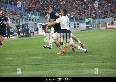 Rome, Italy. 22nd Feb, 2020. Adam Hastings during the match between Italy and Scotland at Stadio Olimpico of Rome. Scotland beat Italy 17-0 for the third game of Guinnes Six Nation 2020. (Photo by Paolo Pizzi/Pacific Press) Credit: Pacific Press Agency/Alamy Live News Stock Photo