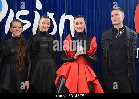 Kiev, Ukraine. 22nd Feb, 2020. Ukrainian band Go-A represent Ukraine at the Eurovision 2020 Song Contest (ESC) (Photo by Aleksandr Gusev/Pacific Press) Credit: Pacific Press Agency/Alamy Live News Stock Photo