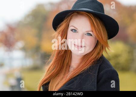 Portrait of a young woman with hat Stock Photo