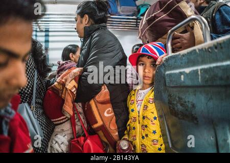 Local poeple in the train, India, Asia Stock Photo