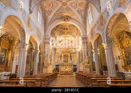 FERRARA, ITALY - JANUARY 30, 2020: The nave of church Basilica di San Giorgio fuori le mura by Francesco Ferrari 18. cent. Stock Photo