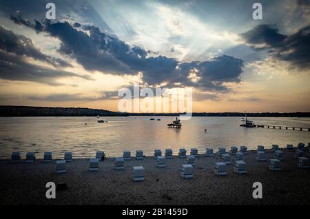 Sunset at the lido Wannsee, Wannsee, Berlin Stock Photo