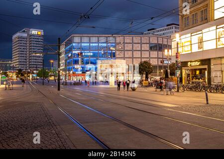 Alexanderplatz with world time clock, Mitte, Berlin Stock Photo