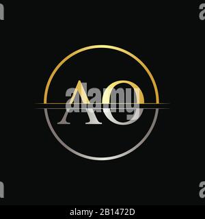 Initial Circle AO Letter With Modern Typography Vector Template. Creative Abstract Letter AO Logo Design Stock Vector
