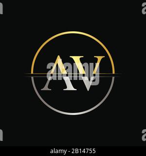 Initial Circle AV Letter With Modern Typography Vector Template. Creative Abstract Letter AV Logo Design Stock Vector