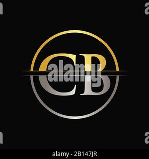 Initial Gold and Silver Color CB Letter Logo Typography Vector Template. Creative Abstract Letter CB Logo Design Stock Vector