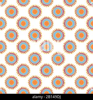 Vital Cog orange and blue gears on white background seamless vector repeat surface pattern design Stock Vector