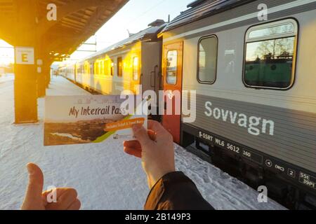 Railway station in Boden, Sweden Stock Photo