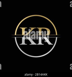 Initial KR letter Logo Design vector Illustration. Abstract Letter KR logo Design Stock Vector