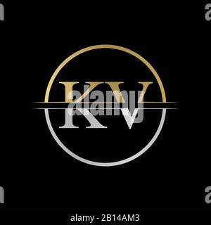 Initial KV letter Logo Design vector Illustration. Abstract Letter KV logo Design Stock Vector