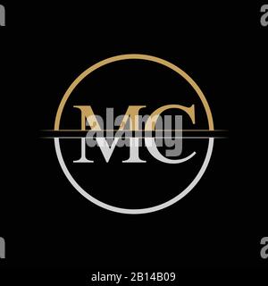 Initial MC letter Logo Design vector Template. Gold and Silver Letter MC logo Design Stock Vector