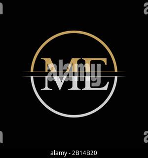 Initial ME letter Logo Design vector Template. Gold and Silver Letter ME logo Design Stock Vector